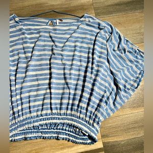 Free People Blue and White Striped Top